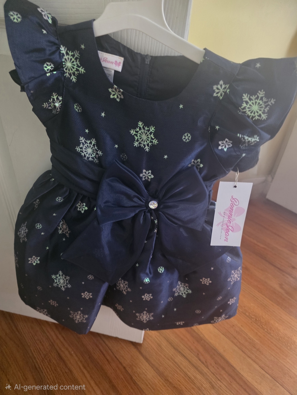 Bonnie Jean Navy Blue Snowflake Party Dress